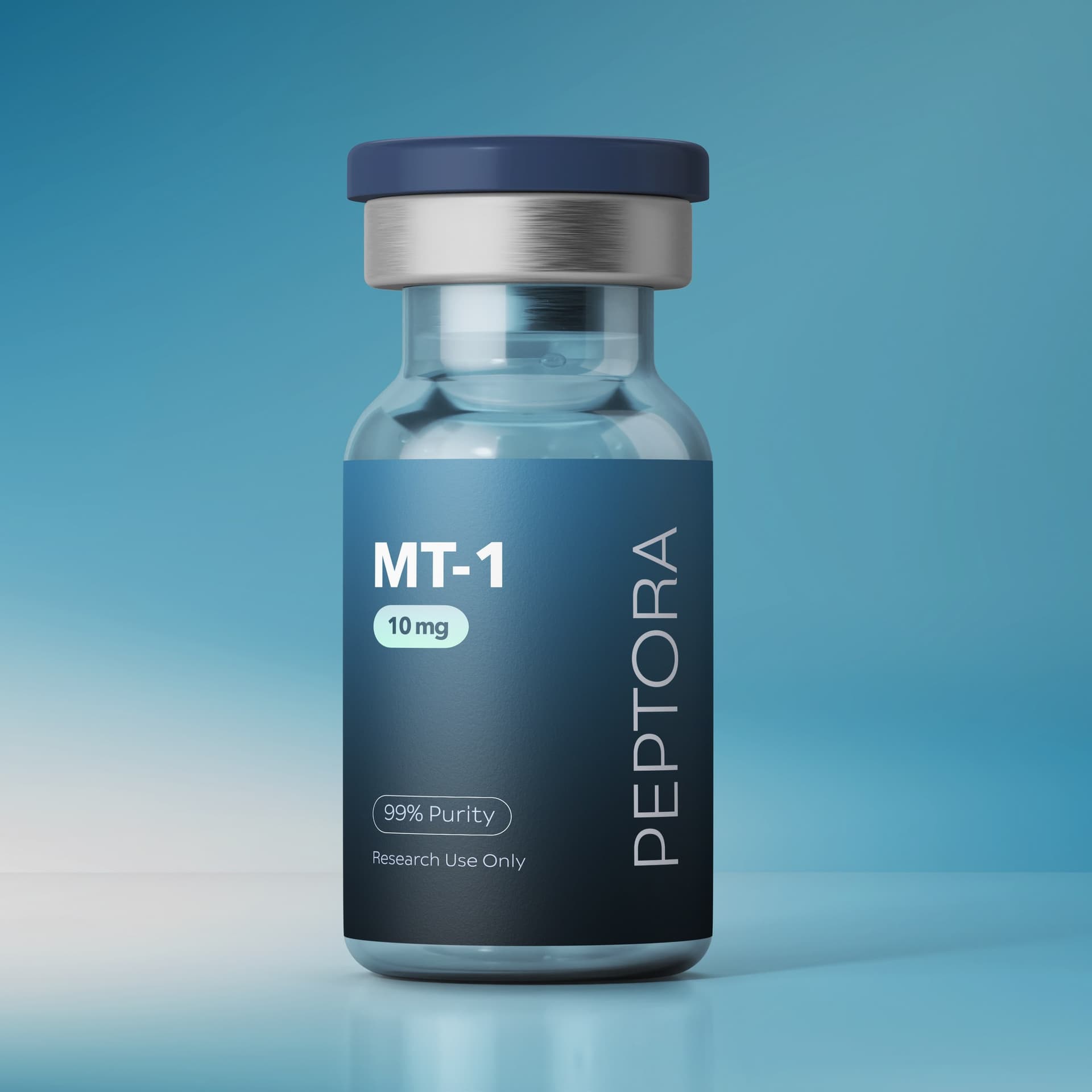 Peptora MT-1 research peptide vial — 99%+ purity, third-party tested